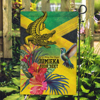 Personalized Jamaica Crocodile Hummingbird Garden Flag Tropical Flowers Grunge Flag - Wonder Print Shop