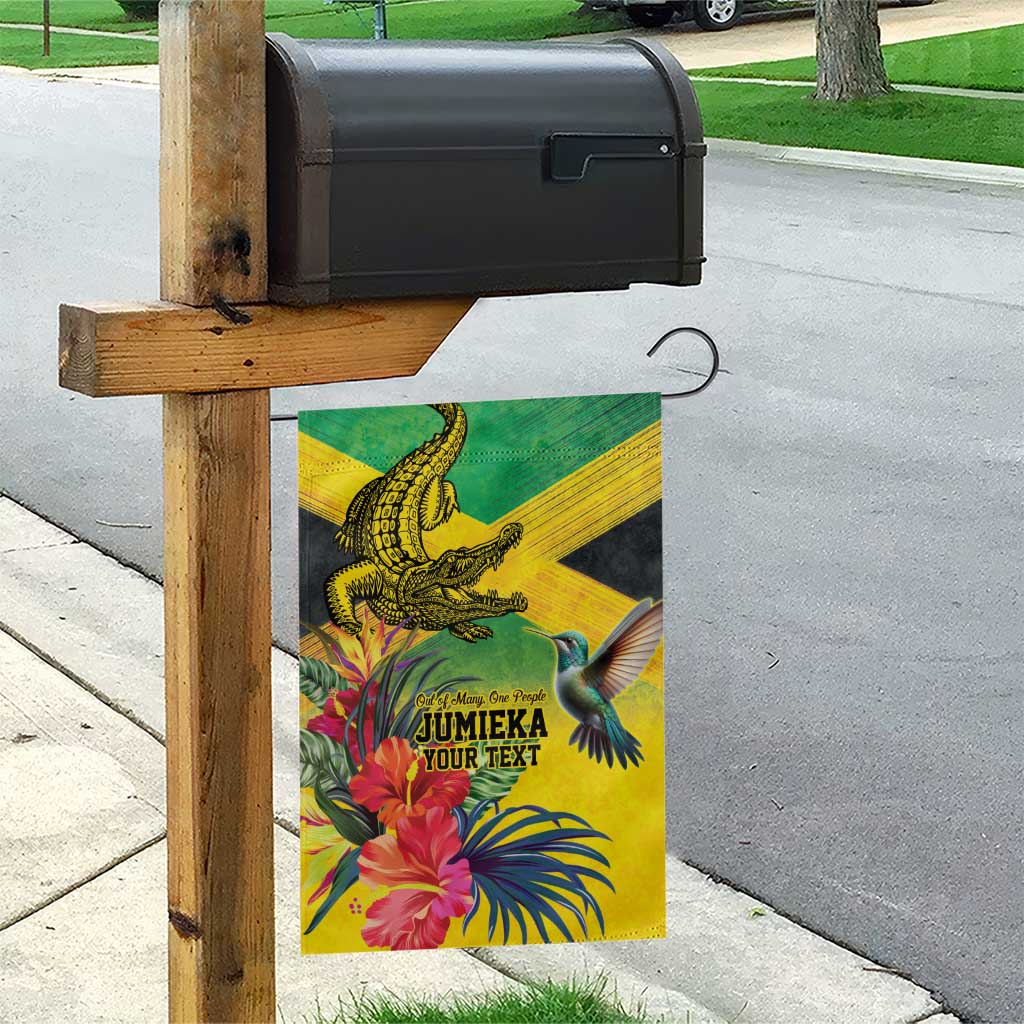 Personalized Jamaica Crocodile Hummingbird Garden Flag Tropical Flowers Grunge Flag - Wonder Print Shop