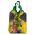 Personalized Jamaica Crocodile Hummingbird Grocery Bag Tropical Flowers Grunge Flag - Wonder Print Shop