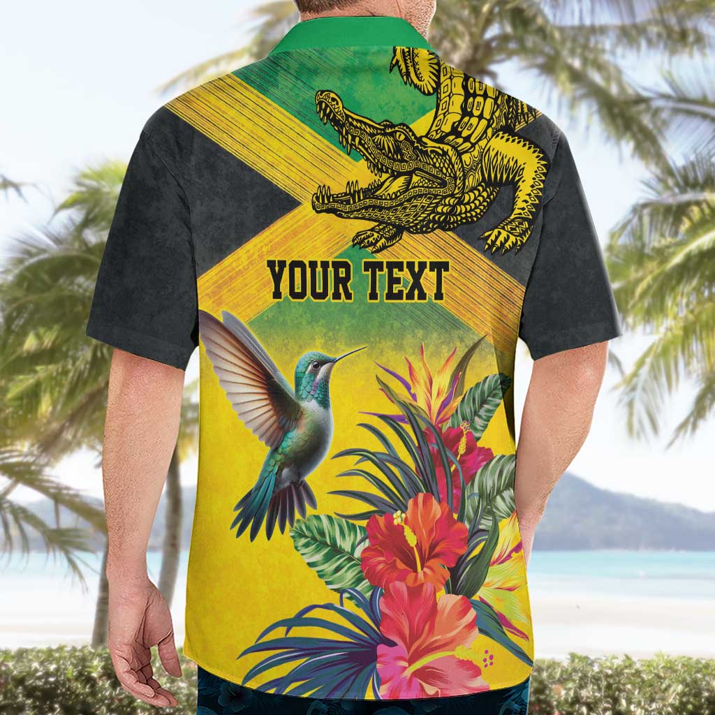 Personalized Jamaica Crocodile Hummingbird Hawaiian Shirt Tropical Flowers Grunge Flag - Wonder Print Shop