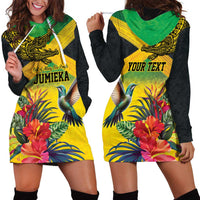 Personalized Jamaica Crocodile Hummingbird Hoodie Dress Tropical Flowers Grunge Flag - Wonder Print Shop
