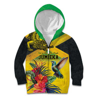 Personalized Jamaica Crocodile Hummingbird Kid Hoodie Tropical Flowers Grunge Flag - Wonder Print Shop