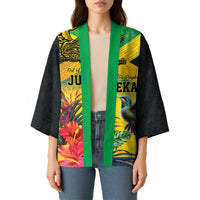 Personalized Jamaica Crocodile Hummingbird Kimono Tropical Flowers Grunge Flag - Wonder Print Shop