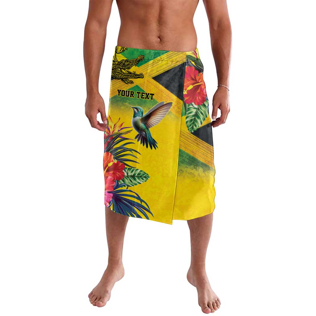 Personalized Jamaica Crocodile Hummingbird Lavalava Tropical Flowers Grunge Flag - Wonder Print Shop