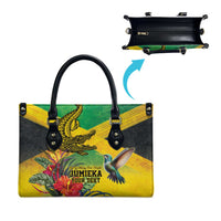 Personalized Jamaica Crocodile Hummingbird Leather Bag Tropical Flowers Grunge Flag - Wonder Print Shop