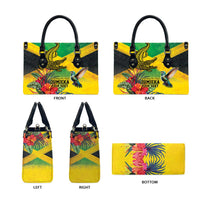 Personalized Jamaica Crocodile Hummingbird Leather Bag Tropical Flowers Grunge Flag - Wonder Print Shop