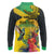 Personalized Jamaica Crocodile Hummingbird Long Sleeve Polo Shirt Tropical Flowers Grunge Flag - Wonder Print Shop