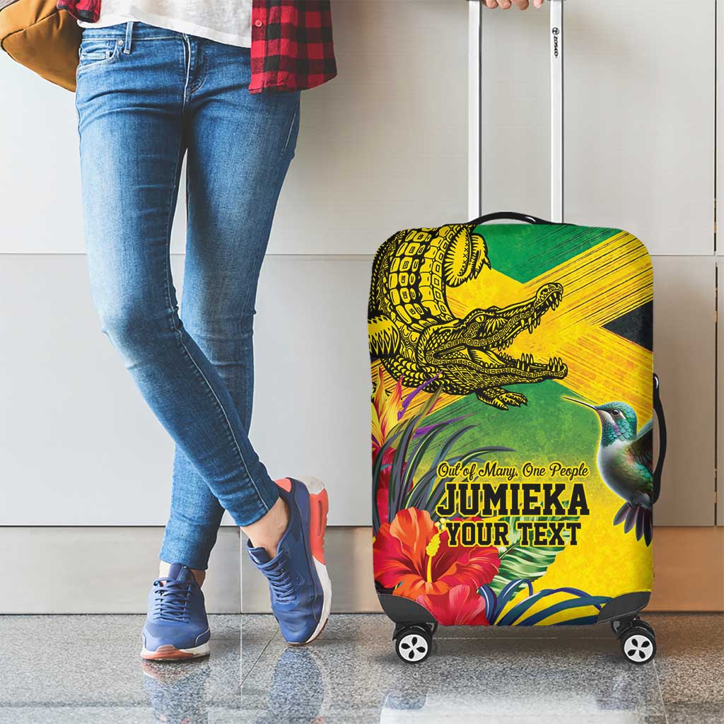 Personalized Jamaica Crocodile Hummingbird Luggage Cover Tropical Flowers Grunge Flag - Wonder Print Shop