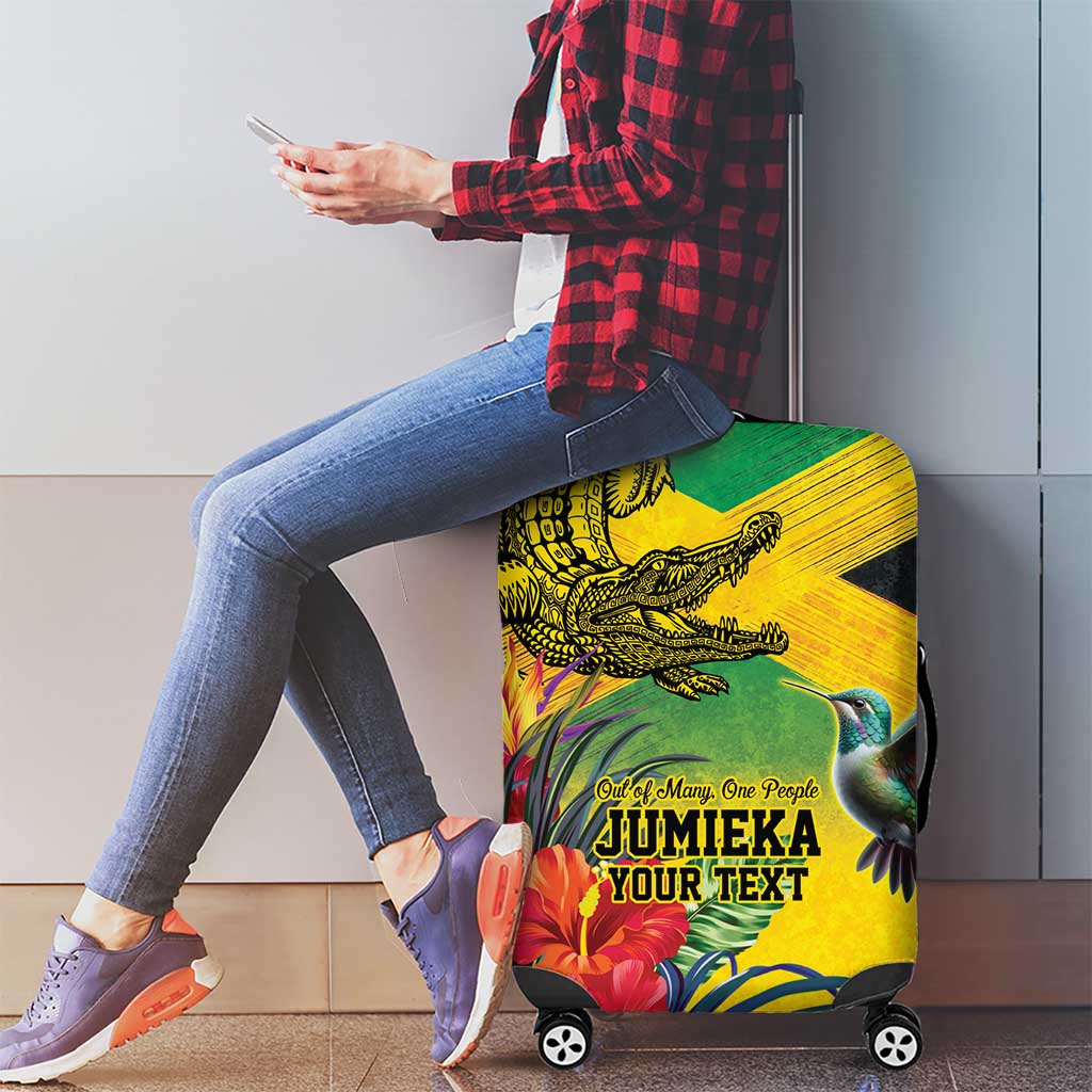 Personalized Jamaica Crocodile Hummingbird Luggage Cover Tropical Flowers Grunge Flag - Wonder Print Shop