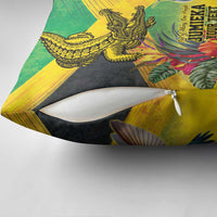 Personalized Jamaica Crocodile Hummingbird Pillow Cover Tropical Flowers Grunge Flag - Wonder Print Shop