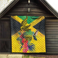 Personalized Jamaica Crocodile Hummingbird Quilt Tropical Flowers Grunge Flag - Wonder Print Shop