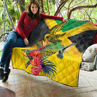 Personalized Jamaica Crocodile Hummingbird Quilt Tropical Flowers Grunge Flag - Wonder Print Shop