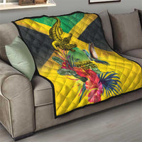 Personalized Jamaica Crocodile Hummingbird Quilt Tropical Flowers Grunge Flag - Wonder Print Shop