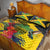 Personalized Jamaica Crocodile Hummingbird Quilt Bed Set Tropical Flowers Grunge Flag - Wonder Print Shop