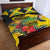 Personalized Jamaica Crocodile Hummingbird Quilt Bed Set Tropical Flowers Grunge Flag - Wonder Print Shop