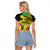Personalized Jamaica Crocodile Hummingbird Raglan Cropped T Shirt Tropical Flowers Grunge Flag - Wonder Print Shop