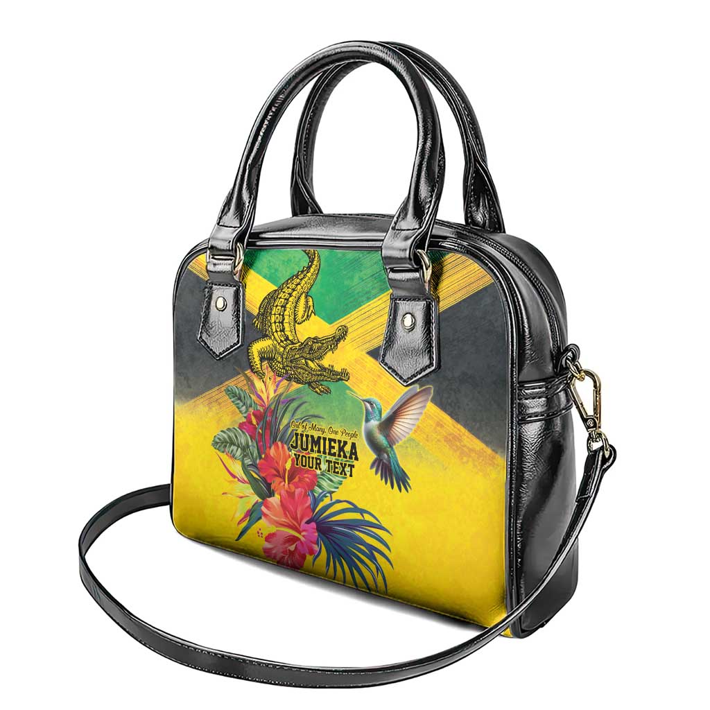 Personalized Jamaica Crocodile Hummingbird Shoulder Handbag Tropical Flowers Grunge Flag - Wonder Print Shop