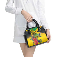 Personalized Jamaica Crocodile Hummingbird Shoulder Handbag Tropical Flowers Grunge Flag - Wonder Print Shop