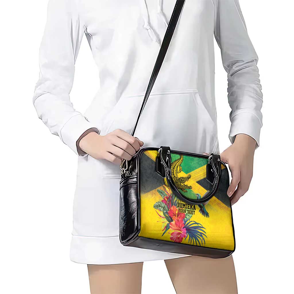 Personalized Jamaica Crocodile Hummingbird Shoulder Handbag Tropical Flowers Grunge Flag - Wonder Print Shop