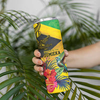 Personalized Jamaica Crocodile Hummingbird Skinny Tumbler Tropical Flowers Grunge Flag - Wonder Print Shop