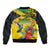 Personalized Jamaica Crocodile Hummingbird Sleeve Zip Bomber Jacket Tropical Flowers Grunge Flag - Wonder Print Shop