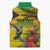 Personalized Jamaica Crocodile Hummingbird Sleeveless Puffer Jacket Tropical Flowers Grunge Flag - Wonder Print Shop