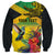 Personalized Jamaica Crocodile Hummingbird Sweatshirt Tropical Flowers Grunge Flag - Wonder Print Shop