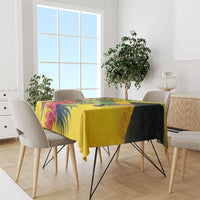 Personalized Jamaica Crocodile Hummingbird Tablecloth Tropical Flowers Grunge Flag - Wonder Print Shop