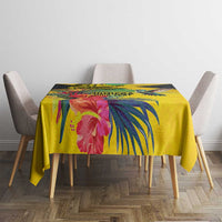 Personalized Jamaica Crocodile Hummingbird Tablecloth Tropical Flowers Grunge Flag - Wonder Print Shop