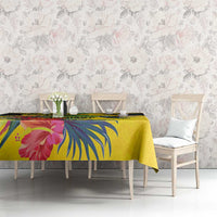 Personalized Jamaica Crocodile Hummingbird Tablecloth Tropical Flowers Grunge Flag - Wonder Print Shop