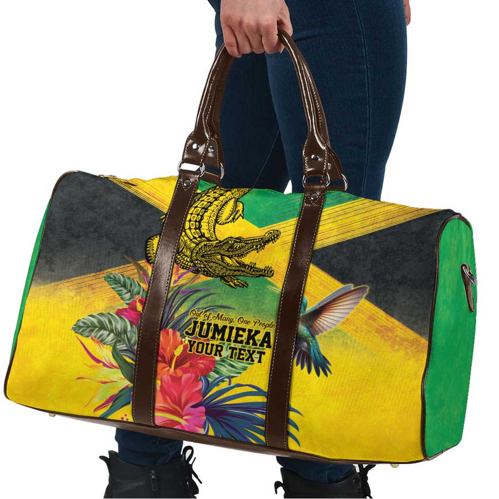 Personalized Jamaica Crocodile Hummingbird Travel Bag Tropical Flowers Grunge Flag - Wonder Print Shop
