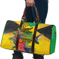 Personalized Jamaica Crocodile Hummingbird Travel Bag Tropical Flowers Grunge Flag - Wonder Print Shop