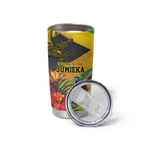 Personalized Jamaica Crocodile Hummingbird Tumbler Cup Tropical Flowers Grunge Flag - Wonder Print Shop