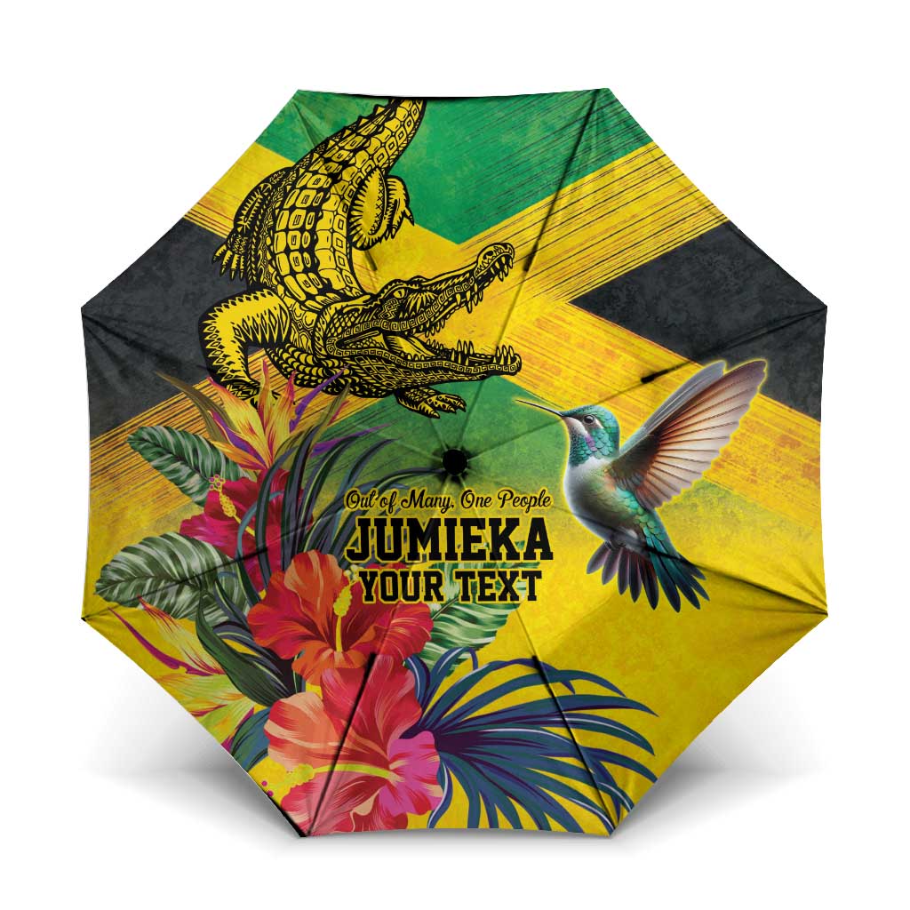 Personalized Jamaica Crocodile Hummingbird Umbrella Tropical Flowers Grunge Flag - Wonder Print Shop
