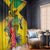 Personalized Jamaica Crocodile Hummingbird Window Curtain Tropical Flowers Grunge Flag - Wonder Print Shop