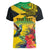 Personalized Jamaica Crocodile Hummingbird Women V-Neck T-Shirt Tropical Flowers Grunge Flag - Wonder Print Shop