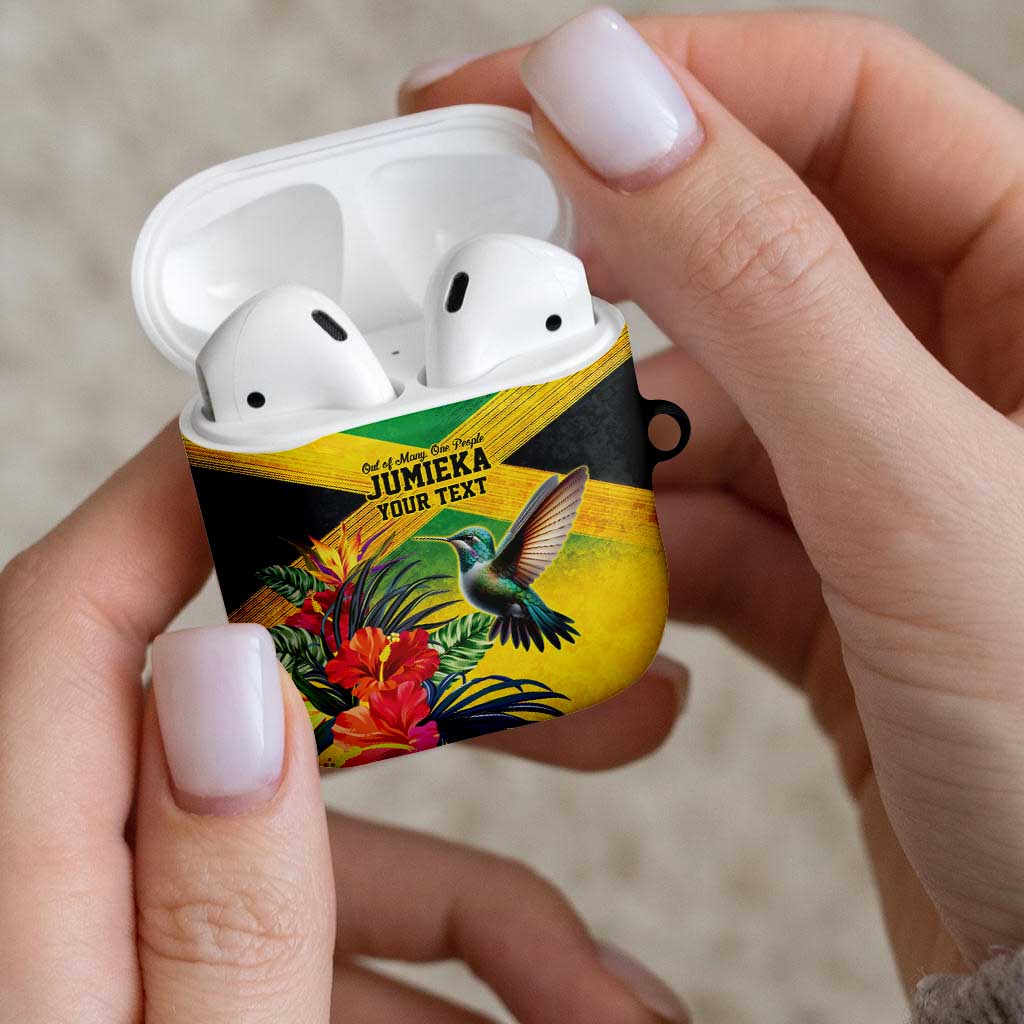 Personalized Jamaica Hummingbird AirPods Case Tropical Flowers Grunge Flag - Wonder Print Shop