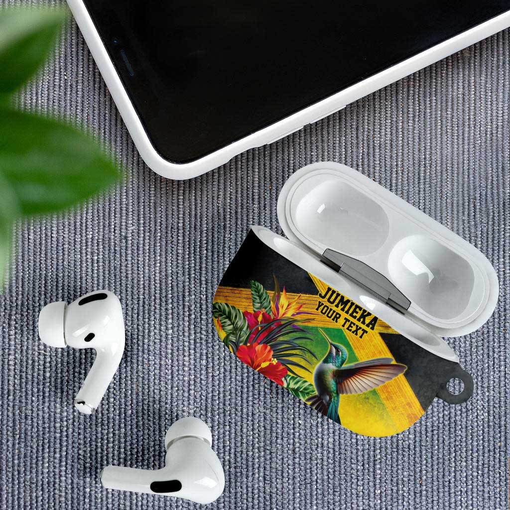 Personalized Jamaica Hummingbird AirPods Case Tropical Flowers Grunge Flag - Wonder Print Shop