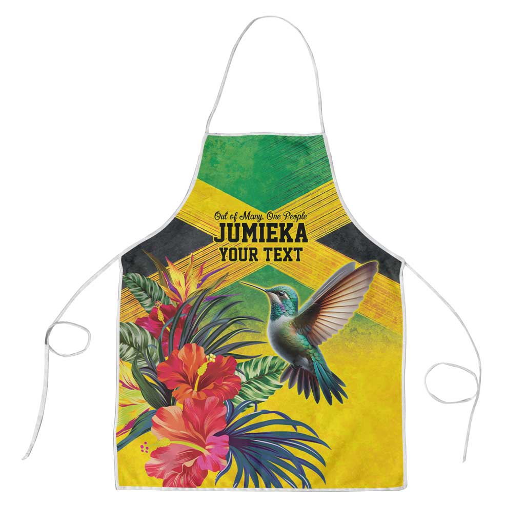 Personalized Jamaica Hummingbird Apron Tropical Flowers Grunge Flag - Wonder Print Shop