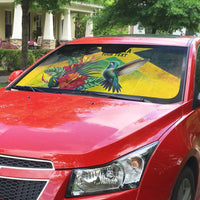 Personalized Jamaica Hummingbird Auto Sun Shade Tropical Flowers Grunge Flag - Wonder Print Shop