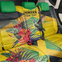 Personalized Jamaica Hummingbird Back Car Seat Cover Tropical Flowers Grunge Flag - Wonder Print Shop
