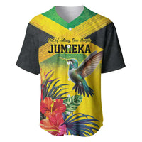 Personalized Jamaica Hummingbird Baseball Jersey Tropical Flowers Grunge Flag - Wonder Print Shop