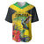 Personalized Jamaica Hummingbird Baseball Jersey Tropical Flowers Grunge Flag - Wonder Print Shop