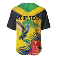 Personalized Jamaica Hummingbird Baseball Jersey Tropical Flowers Grunge Flag - Wonder Print Shop