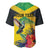 Personalized Jamaica Hummingbird Baseball Jersey Tropical Flowers Grunge Flag - Wonder Print Shop