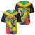 Personalized Jamaica Hummingbird Baseball Jersey Tropical Flowers Grunge Flag - Wonder Print Shop