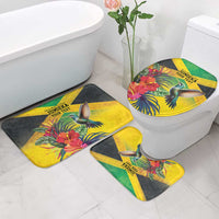 Personalized Jamaica Hummingbird Bathroom Set Tropical Flowers Grunge Flag - Wonder Print Shop