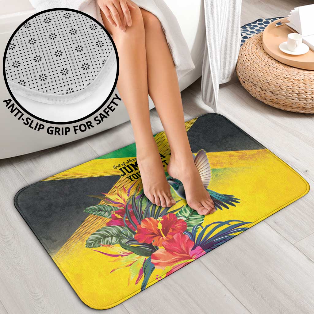 Personalized Jamaica Hummingbird Bathroom Set Tropical Flowers Grunge Flag - Wonder Print Shop