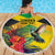 Personalized Jamaica Hummingbird Beach Blanket Tropical Flowers Grunge Flag - Wonder Print Shop