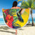 Personalized Jamaica Hummingbird Beach Blanket Tropical Flowers Grunge Flag - Wonder Print Shop